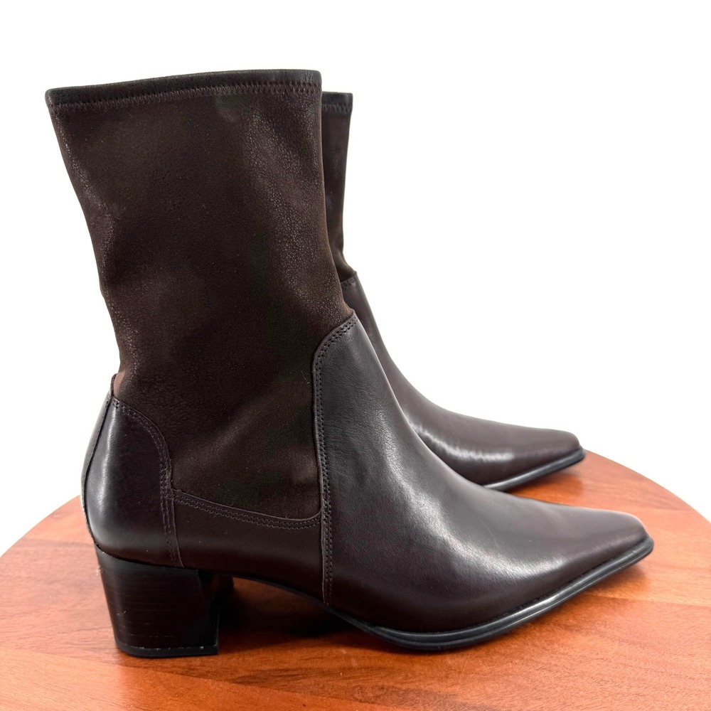 Vagabond Giselle Chocolate Brown Leather Boots Pointed Toe Women EU 41 US 11